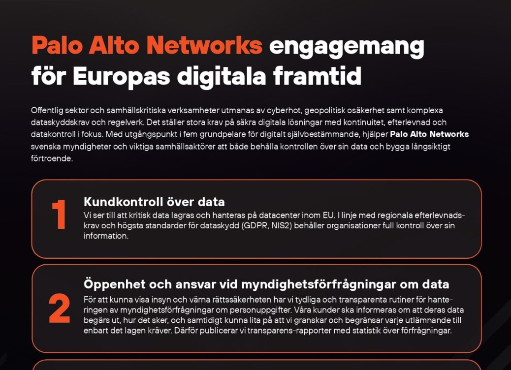 Palo Alto Networks engagemang för Europas digitala framtid